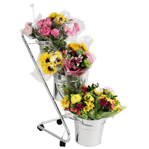 mobile galvanized floral shipper display