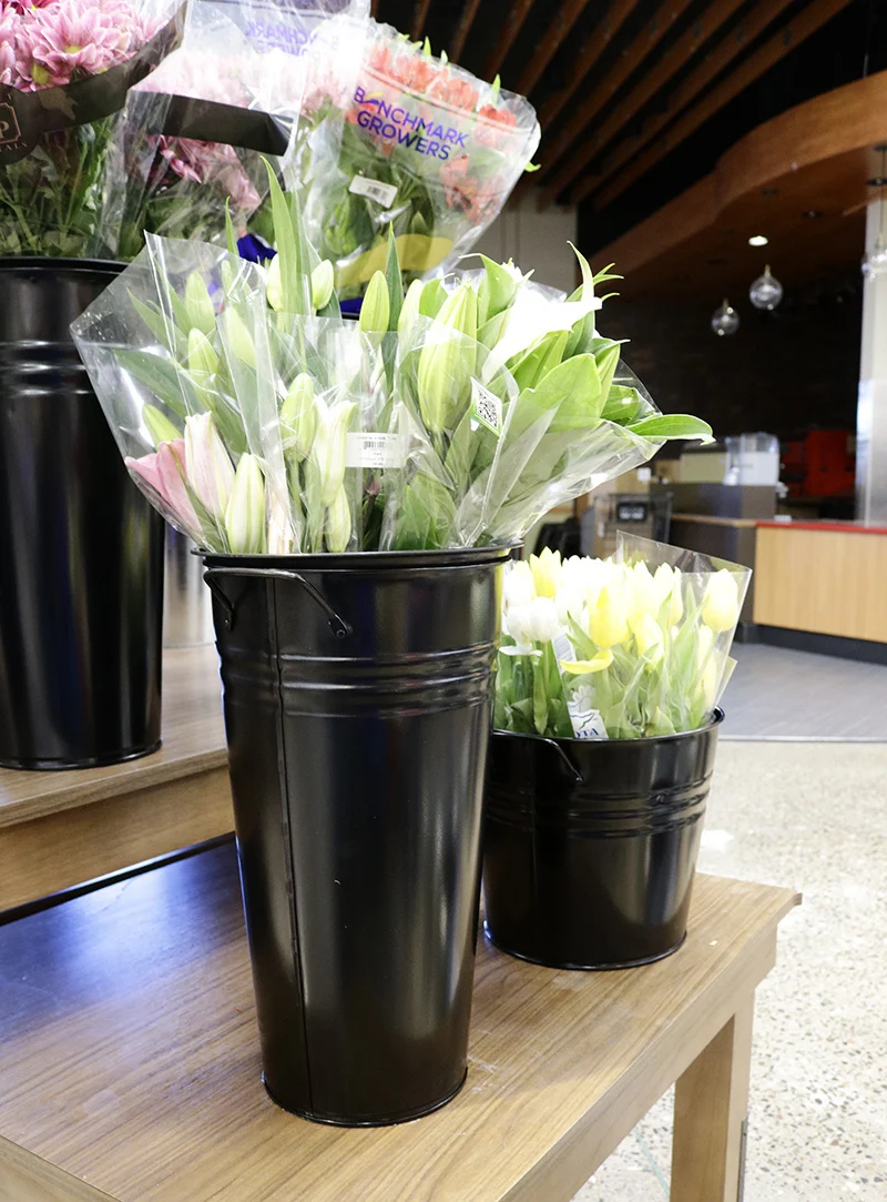 Metal Vases & Buckets - Silver or Black