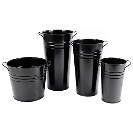 Metal Vases & Buckets - Silver or Black