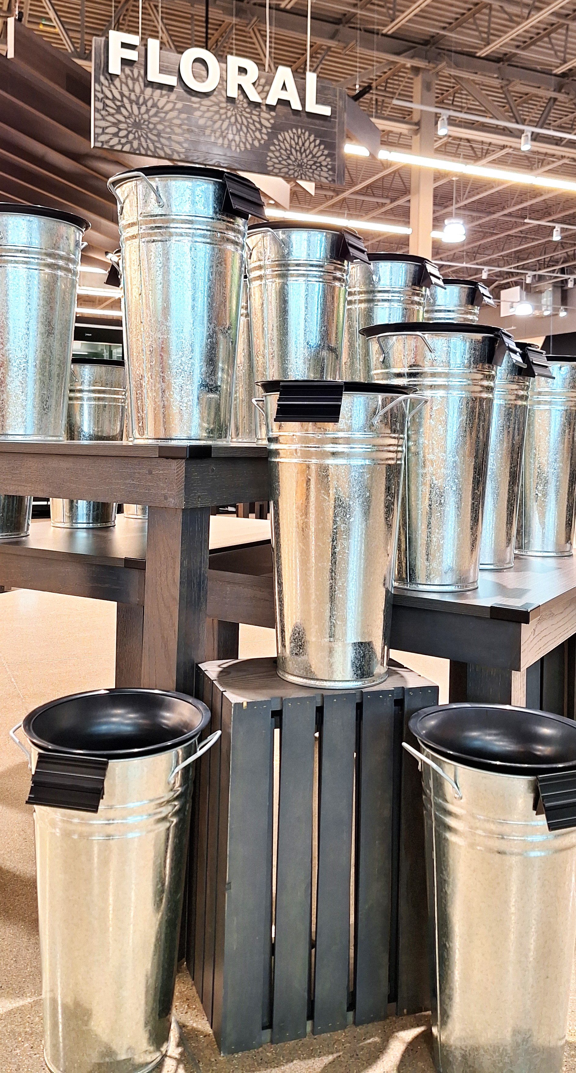 Metal Vases & Buckets - Silver or Black